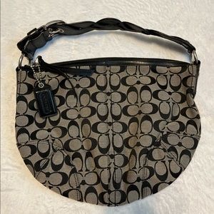 Coach Signature Black Gray Hobo Shoulder Bag F11858 NWOT